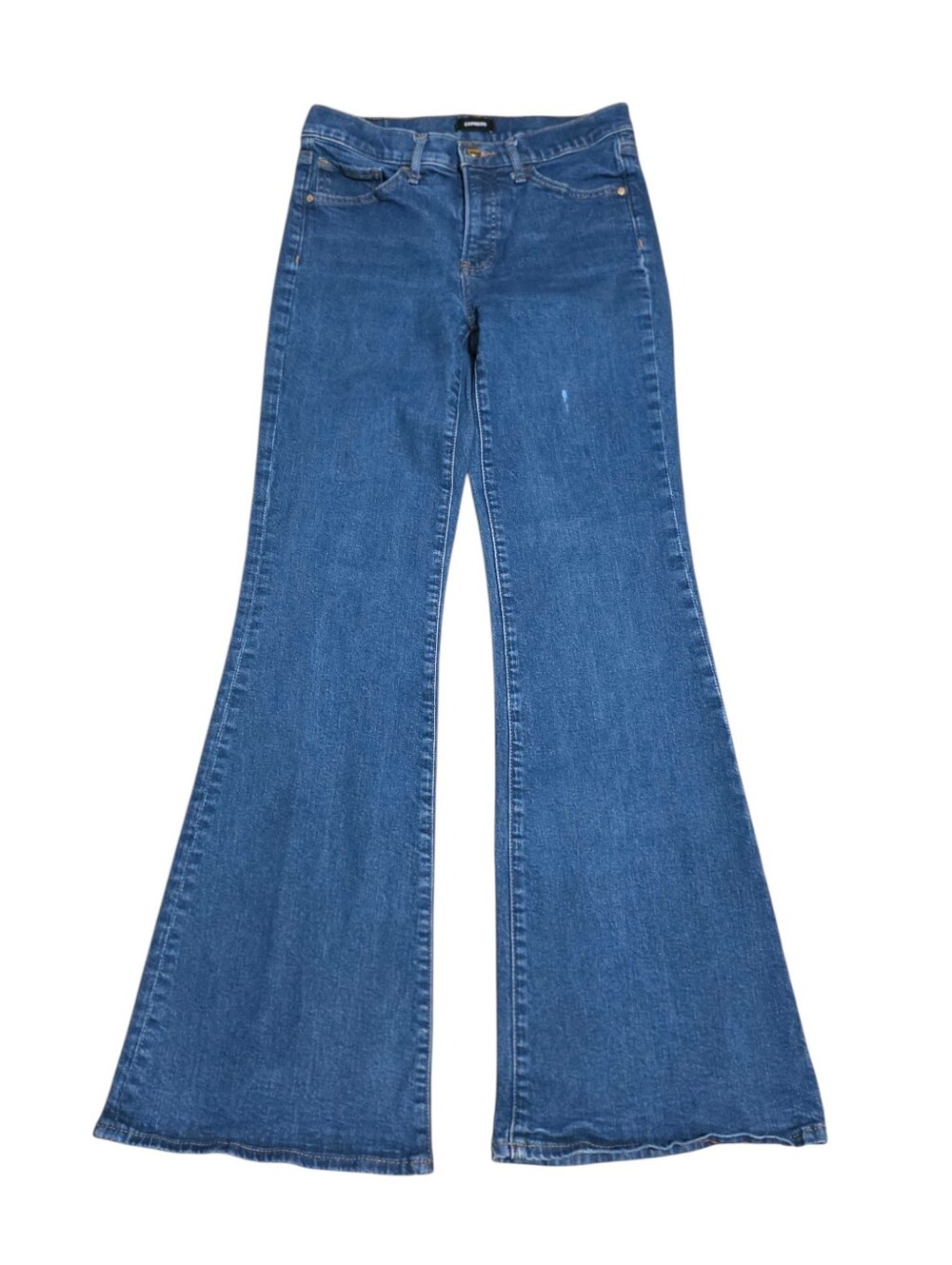 Express '70s Flare Mid Rise Retro Denim Blue Jeans Size 4R